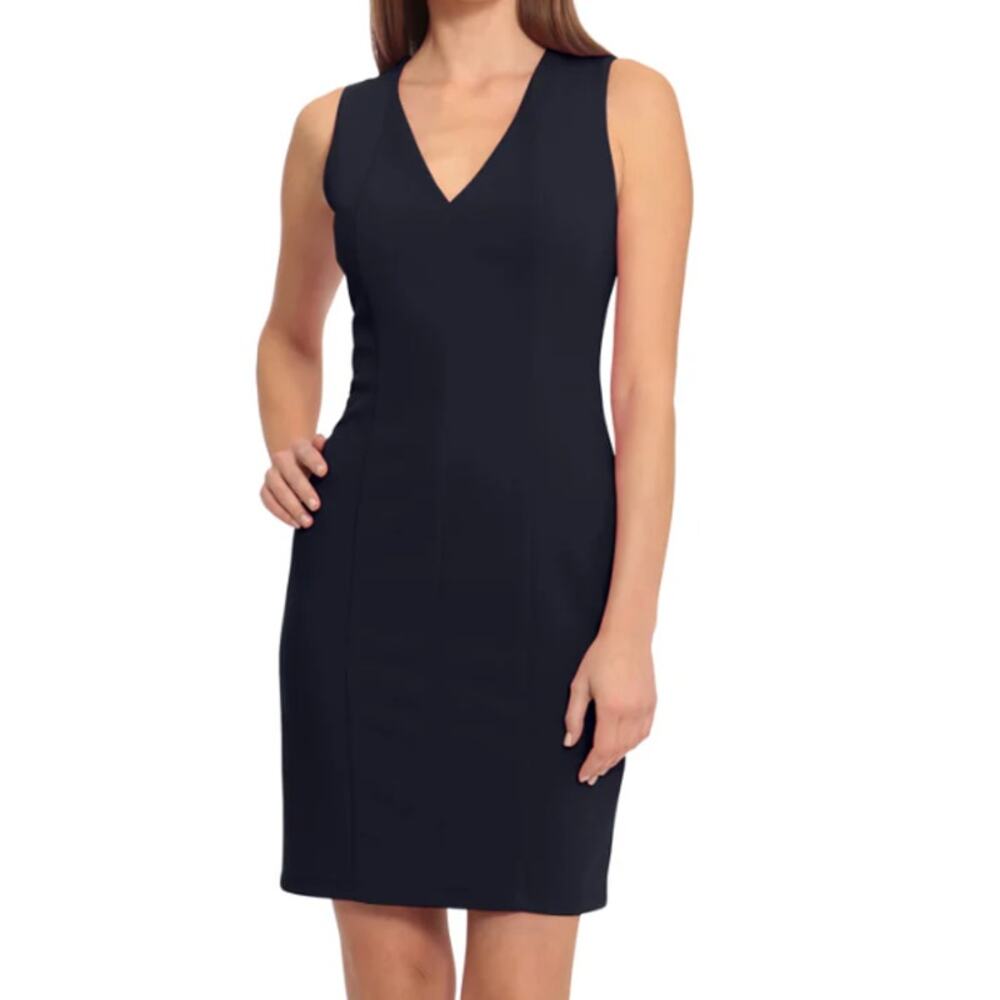 MAGGY LONDON Blue Livvy V-Neck Dress Size 8 Business Formal